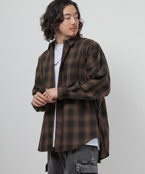SlashDate(スラッシュデイト)の「TRオンブレチェックオーバーサイズシャツ(シャツ/ブラウス・メンズ・ブラック/ブラウン/レッド/ブルー・M/L/XL)」の19枚目の写真
