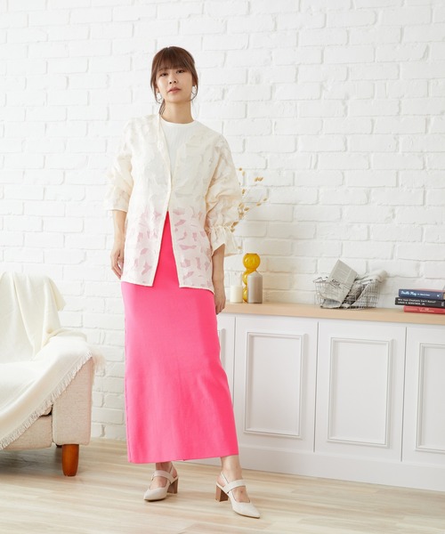 acro(アクロ)の「2WAYカラーロングタイトスカート/AC1466(スカート・レディース・ブラック/ピンク/オレンジ/グリーン・フリ-)」の3枚目の写真