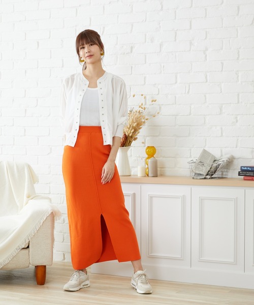 acro(アクロ)の「2WAYカラーロングタイトスカート/AC1466(スカート・レディース・ブラック/ピンク/オレンジ/グリーン・フリ-)」の10枚目の写真