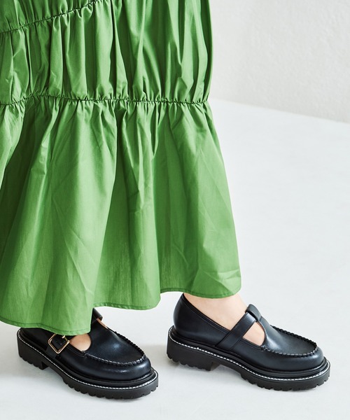 ORiental TRaffic（オリエンタルトラフィック）の「【EC限定】厚底Tストラップシューズ/25302（ローファー・レディース・ブラック/キャメル・40/38/39/41/42/35/36/37/34）」の3枚目の写真