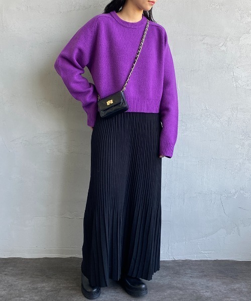 THE SHINZONE（ザ　シンゾーン）の「[THE SHINZONE/ザ シンゾーン] ショート丈クルーネックニット（ニット/セーター・レディース・パープル/イエロー/ブラウン・F）」の8枚目の写真