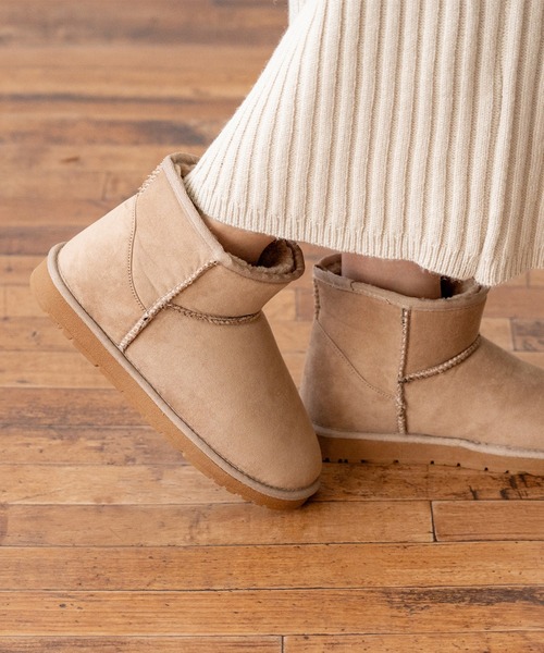 セール】撥水ショート ムートンブーツ（ブーツ）｜mooimooi