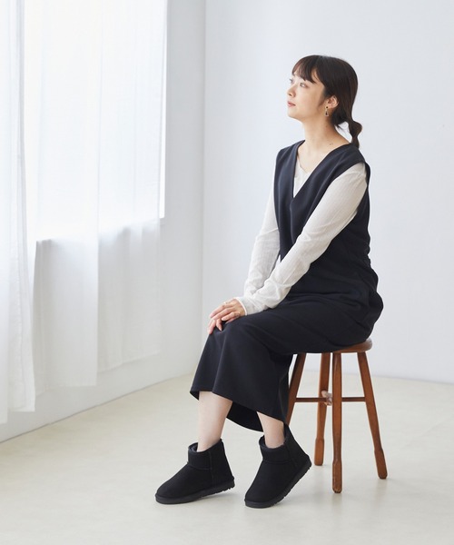 mooimooi(モーイモーイ)の「撥水ショート ムートンブーツ(ブーツ・レディース・チャコールグレー/ブラック/ダークブラウン/ベージュ/ブルー/キャメル/アイボリー系・LL/3L/4L/S/M/L)」の21枚目の写真