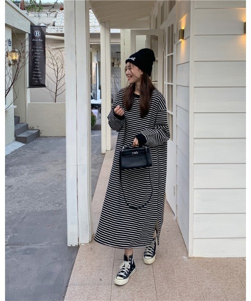 Ritzy（リッツィー）の「Aライン リンガーボーダーワンピース（ワンピース・レディース・ホワイト/ブラック・FREE）」の10枚目の写真