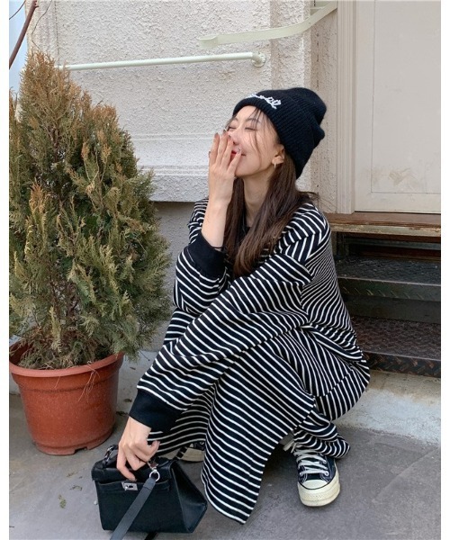 Ritzy（リッツィー）の「Aライン リンガーボーダーワンピース（ワンピース・レディース・ホワイト/ブラック・FREE）」の14枚目の写真