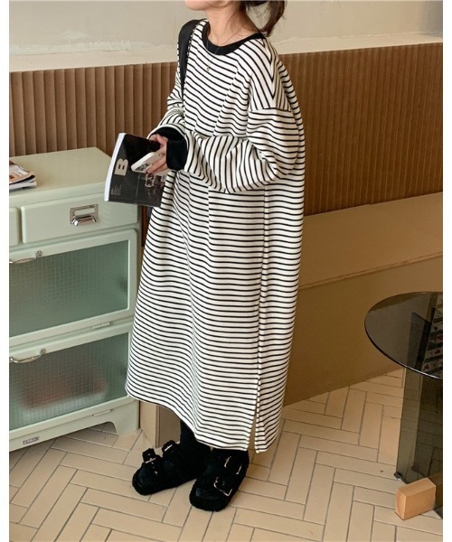 Ritzy（リッツィー）の「Aライン リンガーボーダーワンピース（ワンピース・レディース・ホワイト/ブラック・FREE）」の15枚目の写真