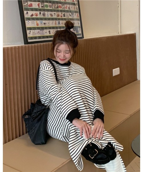 Ritzy（リッツィー）の「Aライン リンガーボーダーワンピース（ワンピース・レディース・ホワイト/ブラック・FREE）」の9枚目の写真