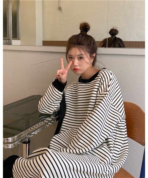 Ritzy（リッツィー）の「Aライン リンガーボーダーワンピース（ワンピース・レディース・ホワイト/ブラック・FREE）」の21枚目の写真