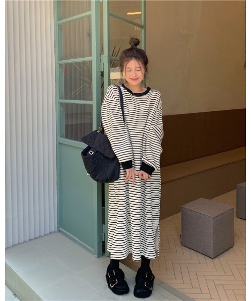 Ritzy（リッツィー）の「Aライン リンガーボーダーワンピース（ワンピース・レディース・ホワイト/ブラック・FREE）」の13枚目の写真