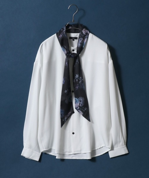 ANPAS(アンパス)の「Georgette Oversize Balloon Sleeve Scarf Collar Shirt/ジョーゼット オーバーサイズ バルーンスリーブ スカーフ襟 ボウタイ襟 シャツ(シャツ/ブラウス・メンズ・ホワイト/ブラック/ホワイト系その他・M/L)」の18枚目の写真