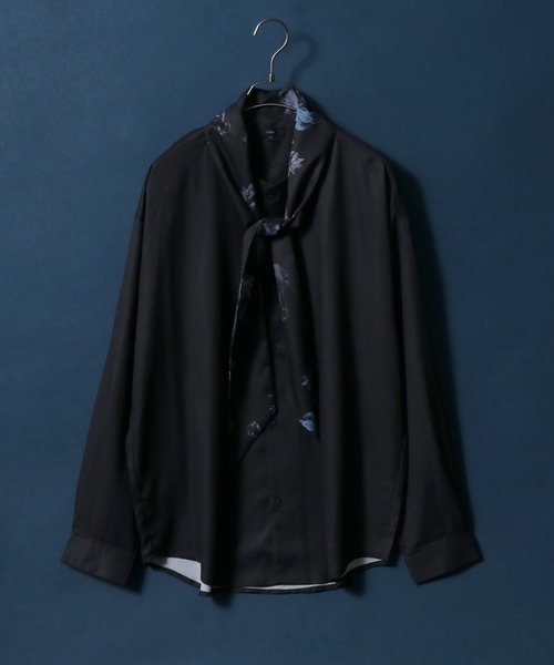 ANPAS(アンパス)の「Georgette Oversize Balloon Sleeve Scarf Collar Shirt/ジョーゼット オーバーサイズ バルーンスリーブ スカーフ襟 ボウタイ襟 シャツ(シャツ/ブラウス・メンズ・ホワイト/ブラック/ホワイト系その他・M/L)」の4枚目の写真