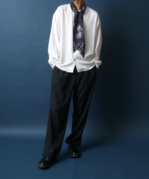 ANPAS(アンパス)の「Georgette Oversize Balloon Sleeve Scarf Collar Shirt/ジョーゼット オーバーサイズ バルーンスリーブ スカーフ襟 ボウタイ襟 シャツ(シャツ/ブラウス・メンズ・ホワイト/ブラック/ホワイト系その他・M/L)」の22枚目の写真