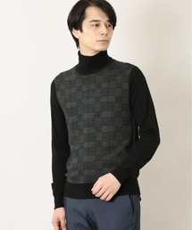 Alexander Julian | アレキサンダージュリアンメンズ/ALEXANDER JULIAN:MEN ウォッシャブル ウール混チェック タートルニット(ニット/セーター)