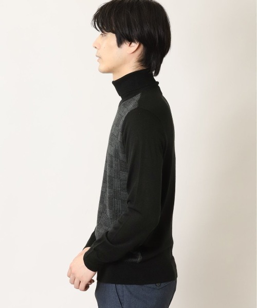 Alexander Julian(アレキサンダージュリアン)の「アレキサンダージュリアンメンズ/ALEXANDER JULIAN:MEN ウォッシャブル ウール混チェック タートルニット(ニット/セーター・メンズ・ブラック・X-LARGE/LARGE/MEDIUM)」の4枚目の写真