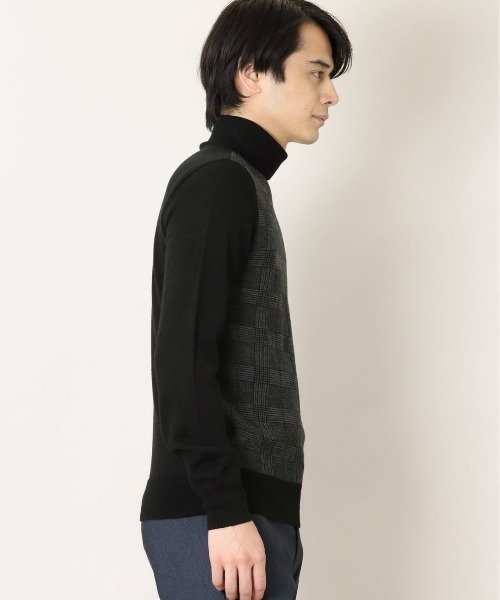 Alexander Julian(アレキサンダージュリアン)の「アレキサンダージュリアンメンズ/ALEXANDER JULIAN:MEN ウォッシャブル ウール混チェック タートルニット(ニット/セーター・メンズ・ブラック・X-LARGE/LARGE/MEDIUM)」の6枚目の写真