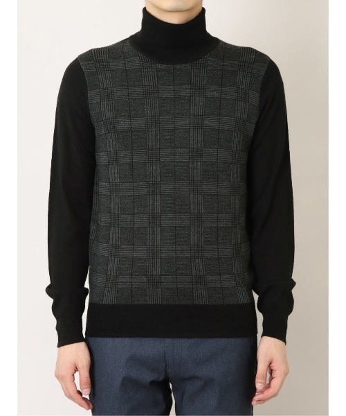 Alexander Julian(アレキサンダージュリアン)の「アレキサンダージュリアンメンズ/ALEXANDER JULIAN:MEN ウォッシャブル ウール混チェック タートルニット(ニット/セーター・メンズ・ブラック・X-LARGE/LARGE/MEDIUM)」の7枚目の写真