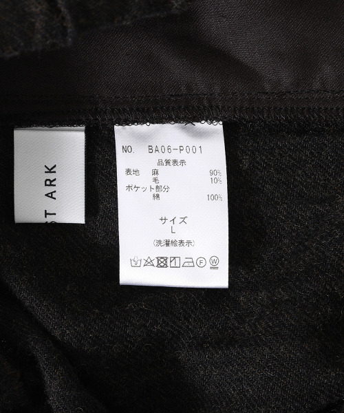 BALLAST ARK（バラストアーク）の「BALLAST ARK / バラストアーク：LINEN WOOL EASY PANTS：BA06-P001[AST]（その他パンツ・メンズ・ブラック/ブラウン・M/L）」の9枚目の写真