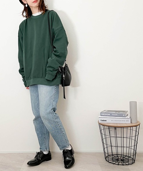 Ritzy(リッツィー)の「裏起毛ルーズフィットクルーネック レディース メンズ(スウェット・メンズ・ネイビー/グリーン/ブラック/オフホワイト/杢グレー/アッシュ・LARGE/X-LARGE/MEDIUM)」の14枚目の写真