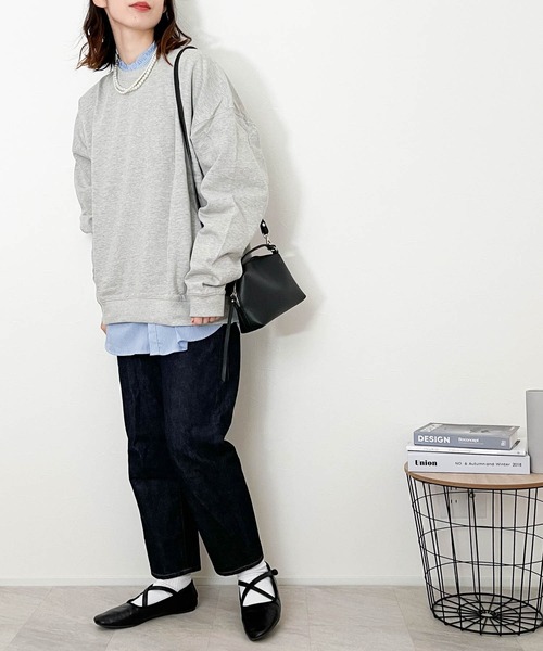 Ritzy(リッツィー)の「裏起毛ルーズフィットクルーネック レディース メンズ(スウェット・メンズ・ネイビー/グリーン/ブラック/オフホワイト/杢グレー/アッシュ・LARGE/X-LARGE/MEDIUM)」の11枚目の写真