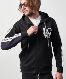 STUD MUFFIN | mpa3049-TRストレッチポンチヘビージェルプリント バイカラージップパーカー(パーカー)