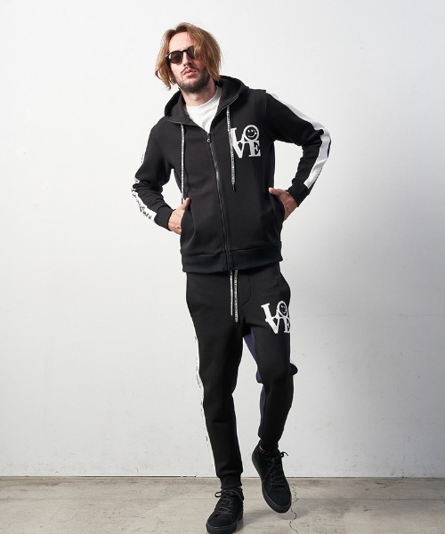 STUD MUFFIN（スタッドマフィン）の「mpa3049-TRストレッチポンチヘビージェルプリント バイカラージップパーカー（パーカー・メンズ・ミックスグレー/ブラック・4/2/3）」の6枚目の写真