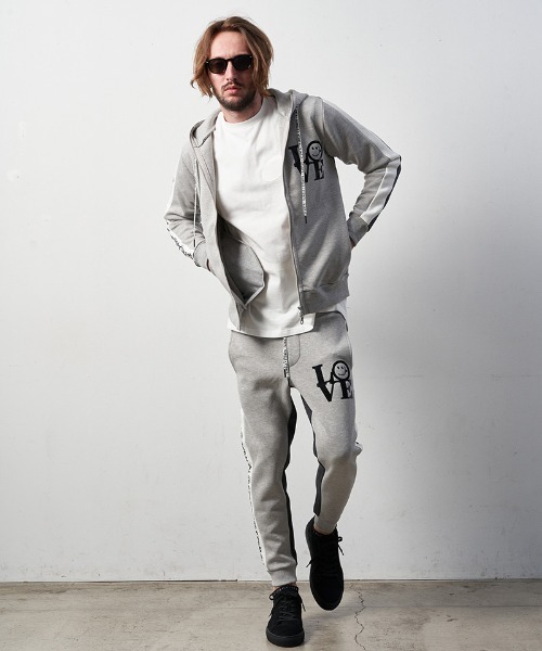 STUD MUFFIN（スタッドマフィン）の「mpa3049-TRストレッチポンチヘビージェルプリント バイカラージップパーカー（パーカー・メンズ・ミックスグレー/ブラック・4/2/3）」の16枚目の写真