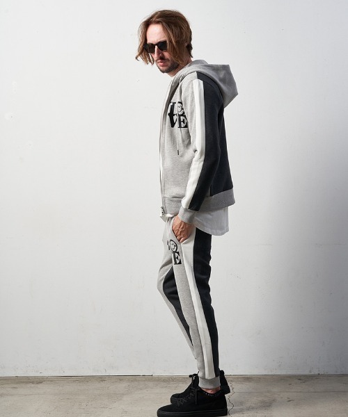 STUD MUFFIN（スタッドマフィン）の「mpa3049-TRストレッチポンチヘビージェルプリント バイカラージップパーカー（パーカー・メンズ・ミックスグレー/ブラック・4/2/3）」の18枚目の写真