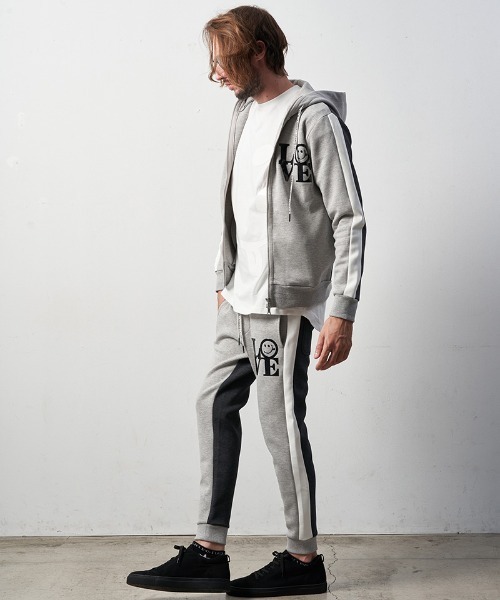 STUD MUFFIN（スタッドマフィン）の「mpa3049-TRストレッチポンチヘビージェルプリント バイカラージップパーカー（パーカー・メンズ・ミックスグレー/ブラック・4/2/3）」の19枚目の写真