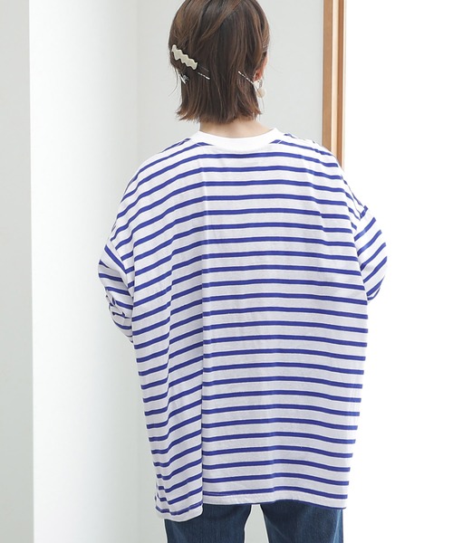 ElegChic(エレグシック)の「BIGボーダー ロング スリーブTシャツ(Tシャツ/カットソー・レディース・ホワイト×グレー/ホワイト×ブラック/ホワイト×ブルー・M~L/LL~3L/4L~5L)」の16枚目の写真