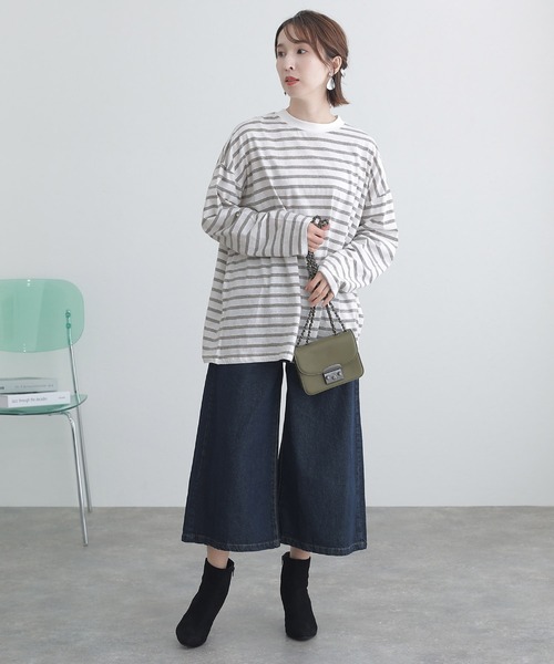 ElegChic(エレグシック)の「BIGボーダー ロング スリーブTシャツ(Tシャツ/カットソー・レディース・ホワイト×グレー/ホワイト×ブラック/ホワイト×ブルー・M~L/LL~3L/4L~5L)」の15枚目の写真