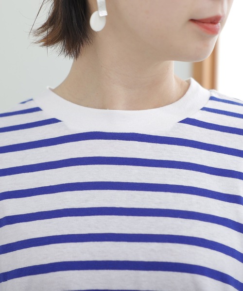 ElegChic(エレグシック)の「BIGボーダー ロング スリーブTシャツ(Tシャツ/カットソー・レディース・ホワイト×グレー/ホワイト×ブラック/ホワイト×ブルー・M~L/LL~3L/4L~5L)」の13枚目の写真