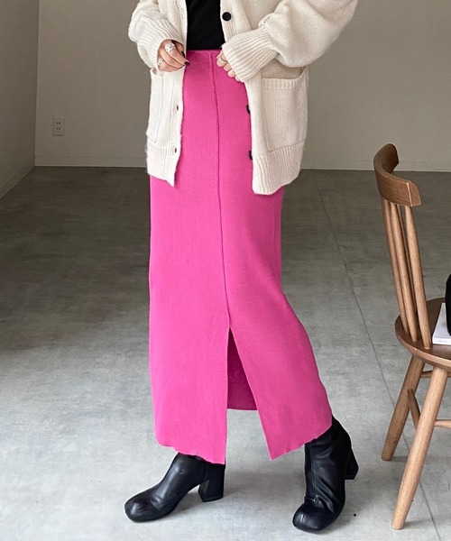 She's Closet(シーズクローゼット)の「マルチウェイハイウエストタイトニットロングナロースカート(スカート・レディース・ブルー/アイボリー/ブラック/グリーン/ピンク/オレンジ・FREE)」の5枚目の写真