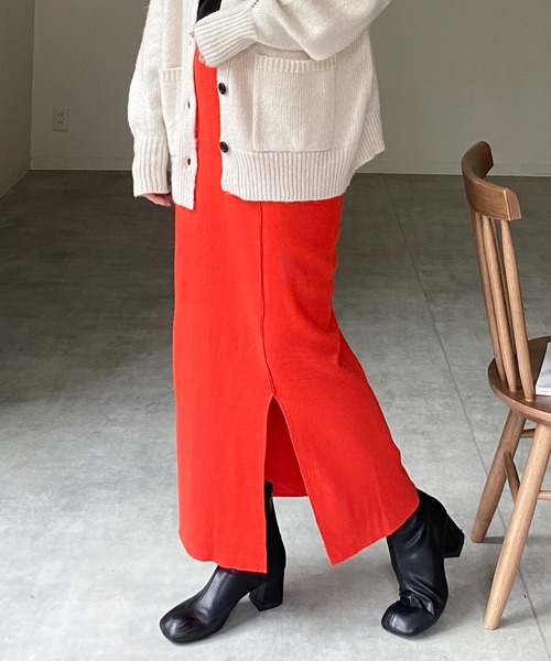 She's Closet(シーズクローゼット)の「マルチウェイハイウエストタイトニットロングナロースカート(スカート・レディース・ブルー/アイボリー/ブラック/グリーン/ピンク/オレンジ・FREE)」の6枚目の写真