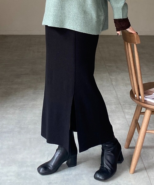 She's Closet(シーズクローゼット)の「マルチウェイハイウエストタイトニットロングナロースカート(スカート・レディース・ブルー/アイボリー/ブラック/グリーン/ピンク/オレンジ・FREE)」の1枚目の写真