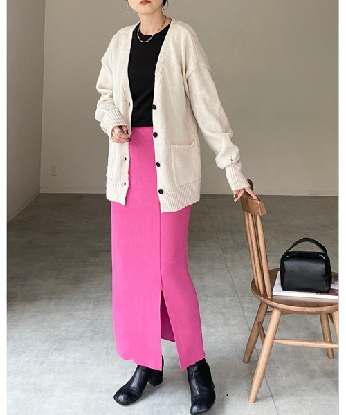 She's Closet(シーズクローゼット)の「マルチウェイハイウエストタイトニットロングナロースカート(スカート・レディース・ブルー/アイボリー/ブラック/グリーン/ピンク/オレンジ・FREE)」の9枚目の写真