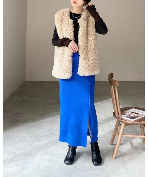 She's Closet(シーズクローゼット)の「マルチウェイハイウエストタイトニットロングナロースカート(スカート・レディース・ブルー/アイボリー/ブラック/グリーン/ピンク/オレンジ・FREE)」の13枚目の写真