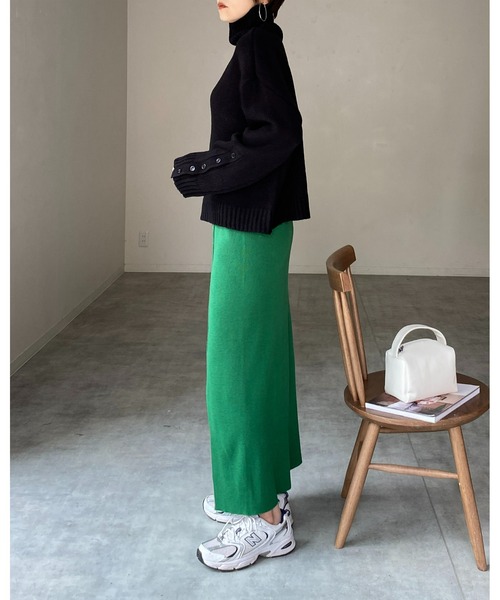 She's Closet(シーズクローゼット)の「マルチウェイハイウエストタイトニットロングナロースカート(スカート・レディース・ブルー/アイボリー/ブラック/グリーン/ピンク/オレンジ・FREE)」の15枚目の写真