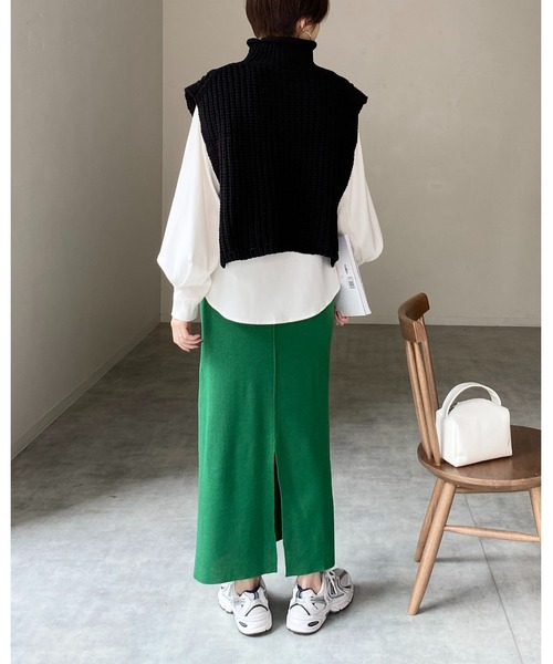 She's Closet(シーズクローゼット)の「マルチウェイハイウエストタイトニットロングナロースカート(スカート・レディース・ブルー/アイボリー/ブラック/グリーン/ピンク/オレンジ・FREE)」の16枚目の写真