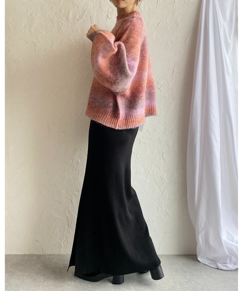 She's Closet(シーズクローゼット)の「マルチウェイハイウエストタイトニットロングナロースカート(スカート・レディース・ブルー/アイボリー/ブラック/グリーン/ピンク/オレンジ・FREE)」の18枚目の写真