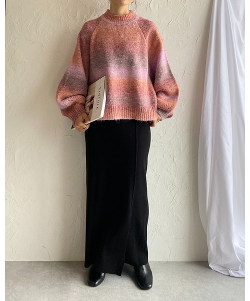 She's Closet(シーズクローゼット)の「マルチウェイハイウエストタイトニットロングナロースカート(スカート・レディース・ブルー/アイボリー/ブラック/グリーン/ピンク/オレンジ・FREE)」の19枚目の写真