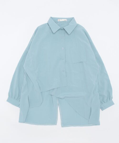 TOGA / トーガ | ノーカラー変形アシンメトリーシャツ | 36 | ブルー | レディース TOGA / トーガ | ノーカラー変形アシンメトリーシャツ | 36 | ブルー