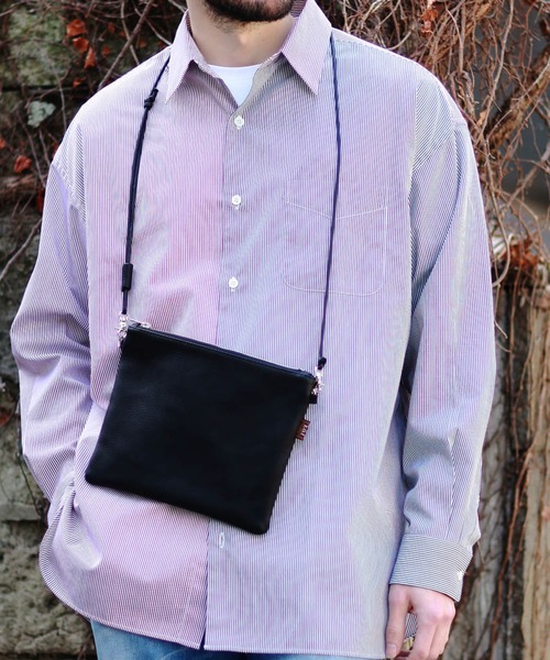 MR.OLIVE（ミスターオリーブ）の「MR.OLIVE/ミスターオリーブ WATER PROOF WASHABLE LEATHER / ZIPPER SMALL SACOCHE（ショルダーバッグ・メンズ・ブラック/ブラウン・FREE）」の19枚目の写真