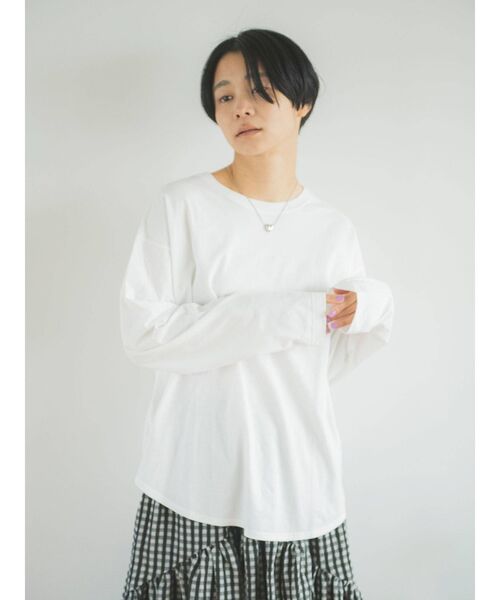 Ungrid(アングリッド)の「ラウンドロングスリーブTee(Tシャツ/カットソー・レディース・ブラック/オフホワイト・FREE)」の3枚目の写真