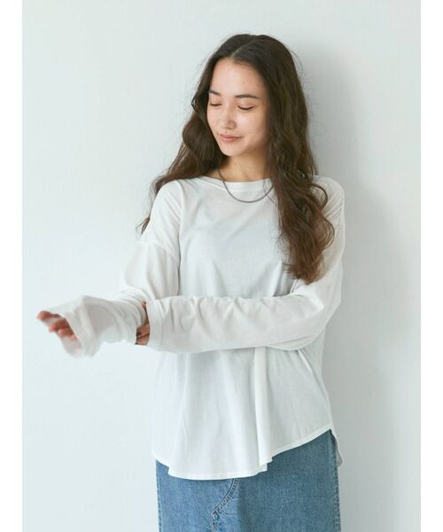 Ungrid(アングリッド)の「ラウンドロングスリーブTee(Tシャツ/カットソー・レディース・ブラック/オフホワイト・FREE)」の8枚目の写真