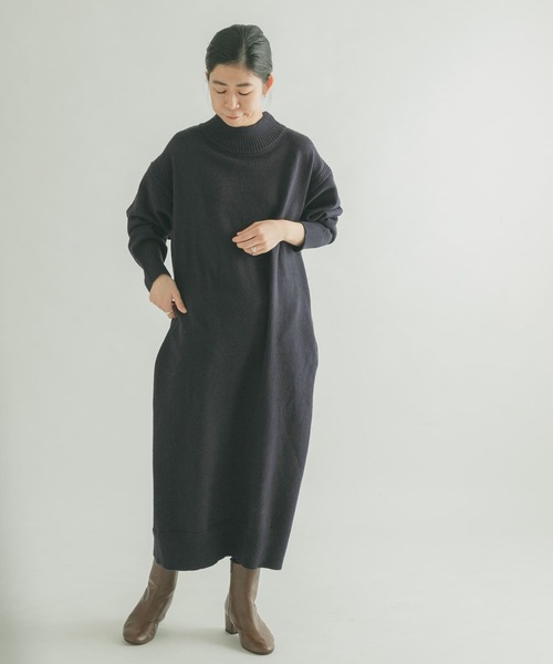 FORK&SPOON（フォークアンドスプーン）の「FORK&SPOON　タートルニットワンピース（ワンピース・レディース・グレー/ネイビー・1/2）」の12枚目の写真