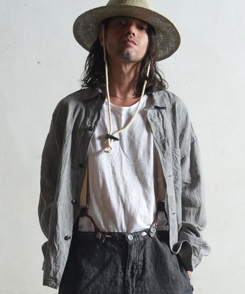 EGO TRIPPING（エゴトリッピング）の「ms5177- FRENCH WORK LINENJACKET シャツ（シャツ/ブラウス・メンズ・ライトグレー/サンドグレー・46/48）」の14枚目の写真