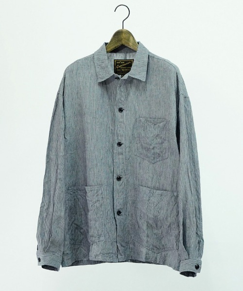 EGO TRIPPING（エゴトリッピング）の「ms5177- FRENCH WORK LINENJACKET シャツ（シャツ/ブラウス・メンズ・ライトグレー/サンドグレー・46/48）」の16枚目の写真