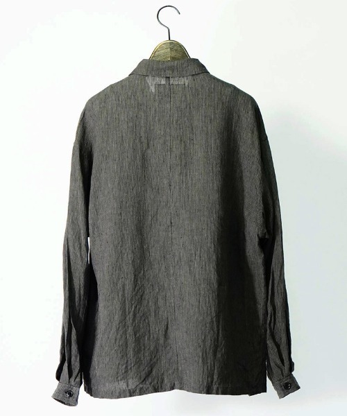 EGO TRIPPING（エゴトリッピング）の「ms5177- FRENCH WORK LINENJACKET シャツ（シャツ/ブラウス・メンズ・ライトグレー/サンドグレー・46/48）」の9枚目の写真