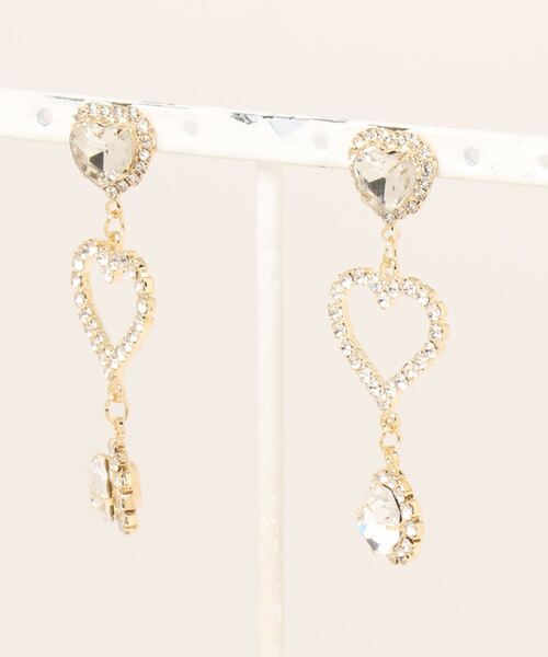 lilLilly（リルリリー）の「ストーンハートビジューピアス（ピアス（両耳用）・レディース・レッド/ピンク/パープル/ホワイト・FREE）」の12枚目の写真