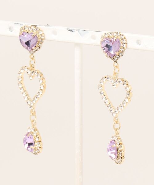 lilLilly（リルリリー）の「ストーンハートビジューピアス（ピアス（両耳用）・レディース・レッド/ピンク/パープル/ホワイト・FREE）」の13枚目の写真